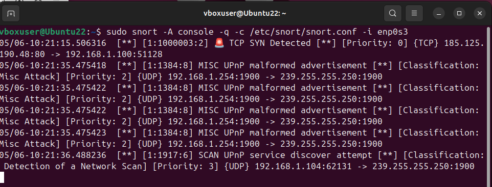 Snort Alert in Console